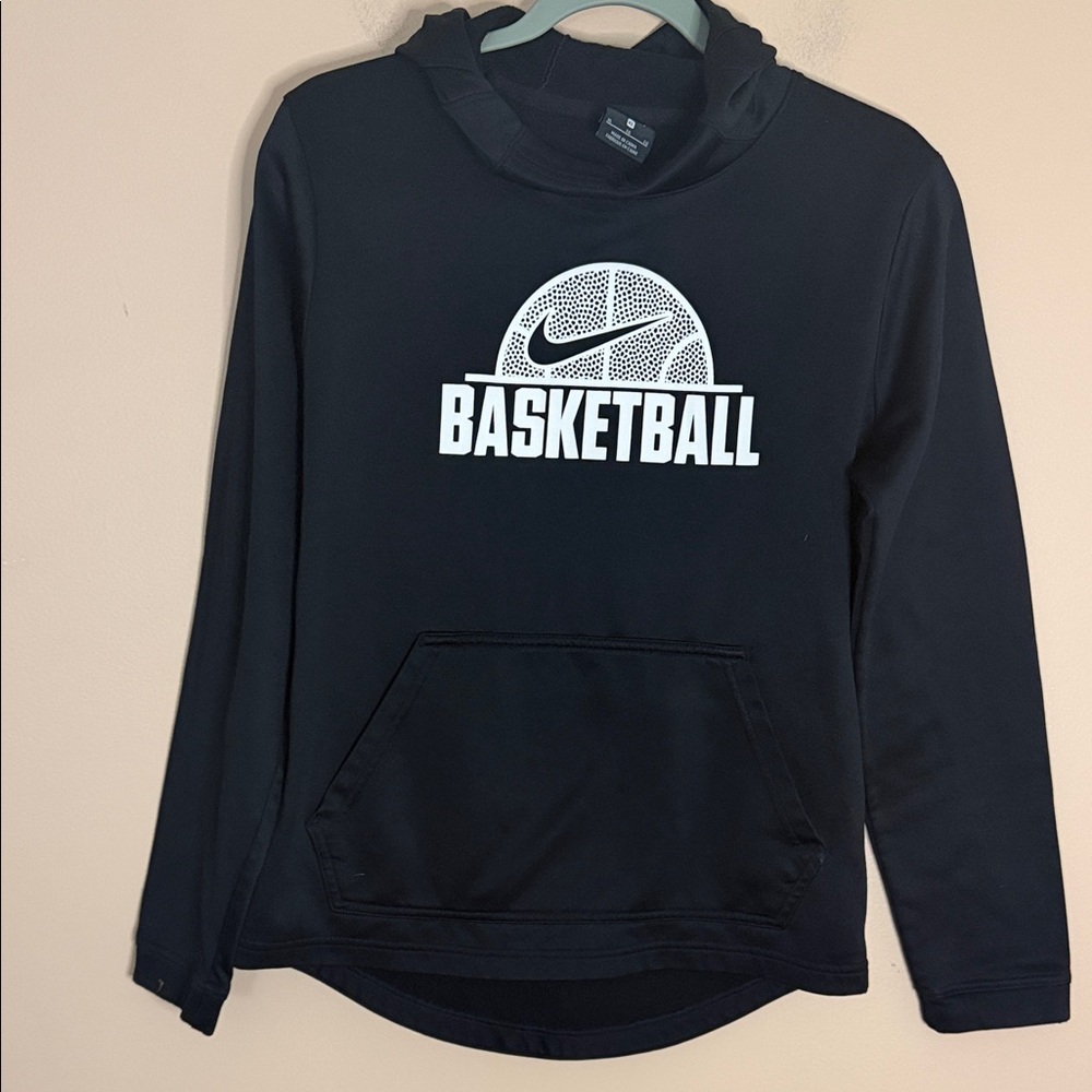 Nike Black Hoodie with White Basketball Logo